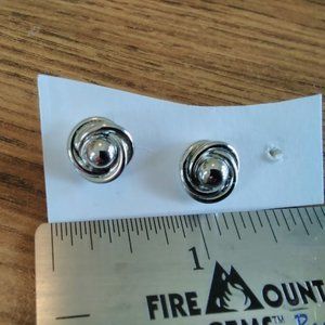 Silver tone Pierced "Knot" Earrings